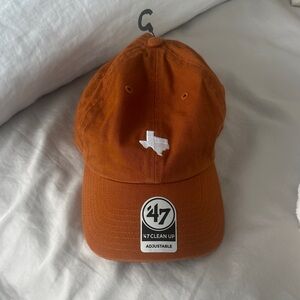47 Rust Orange Baseball Cap with White Texas Patch